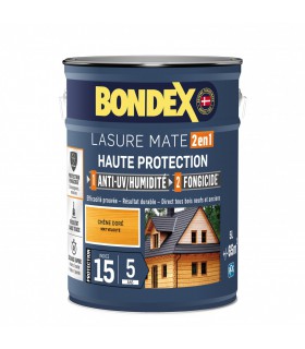 Bondex Lasure 2 en 1 Haute Protection – Anti UV/ Anti Humidité – Fongicide - Finition Mat velouté