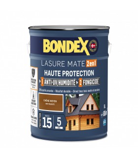 Bondex Lasure 2 en 1 Haute Protection – Anti UV/ Anti Humidité – Fongicide - Finition Mat velouté