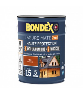 Bondex Lasure 2 en 1 Haute Protection – Anti UV/ Anti Humidité – Fongicide - Finition Mat velouté