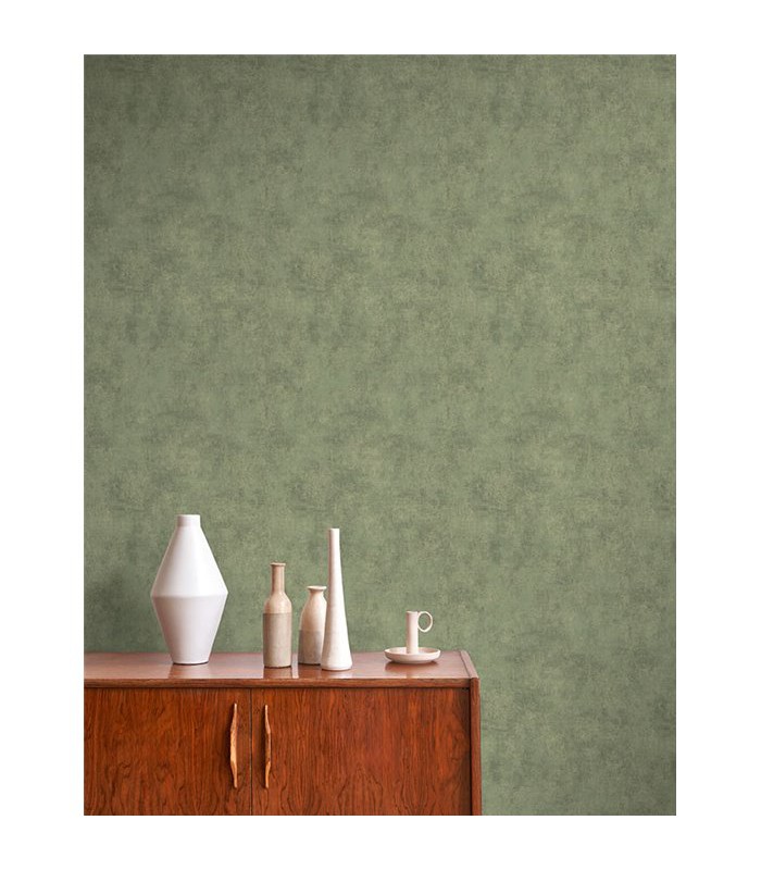 Papier peint Uni STONE VERT ROMARIN - Collection Stone 2 - Réf. STND80837531