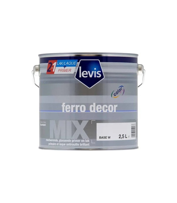Levis Ferrodecor Peinture Laque Brillante Antirouille Métaux Ferreux - Intérieur & Extérieur -2,5 Litres