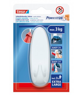 Crochet Ovale BLANC XL AUTO ADHESIF 3KG