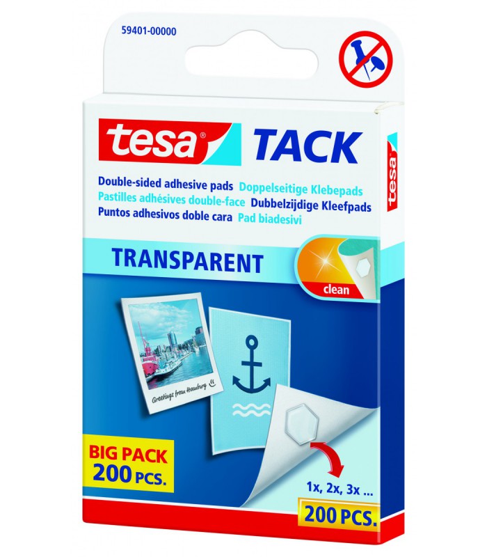 Pastilles adhésives transparentes double face Tesa fixation