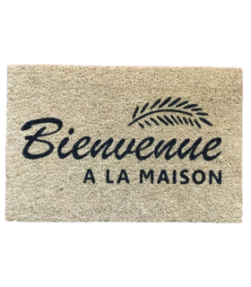 Tapis coco teck 40 x 60 cm imprimé Bienvenue
