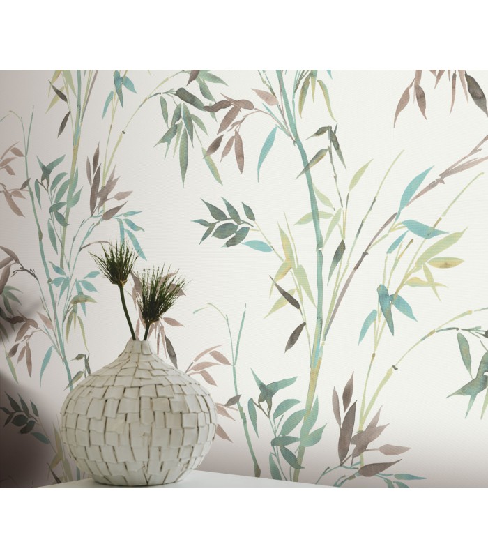 Papier peint Erismann, Collection Martinique - Intissé grainé, Décor : BAMBOU VERT CELADON