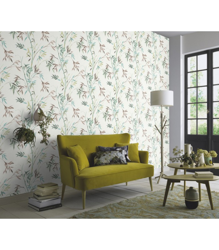 Papier peint Erismann, Collection Martinique - Intissé grainé, Décor : BAMBOU VERT CELADON