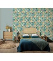 Papier peint Erismann, Collection Martinique - Intissé grainé, Décor : EXOTIC BLEU TURQUOISE