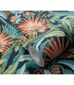 Papier peint Erismann, Collection Martinique - Intissé grainé, Décor : EXOTIC BLEU FONCE