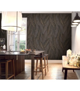 Papier peint Erismann, Collection Martinique - Intissé grainé, Décor : RETREAT MARRON