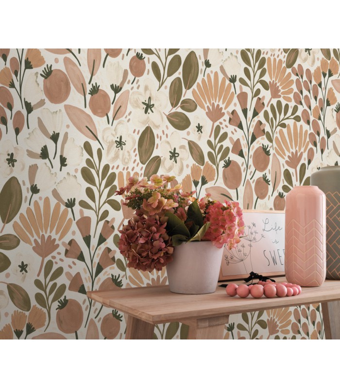 Papier peint Erismann - La Terrasse floral terracotta -1051811