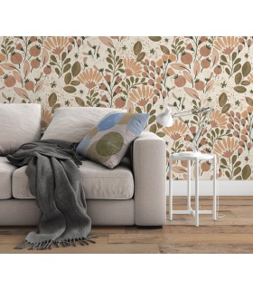 Papier peint Erismann - La Terrasse floral terracotta -1051811