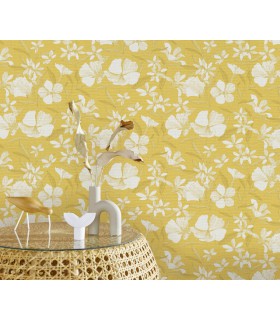 Papier peint Erismann - La Terrasse floral jaune moutarde - 1051903