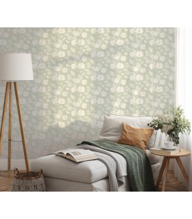 Papier peint Erismann - La Terrasse floral - Vert Sauge - 1051907