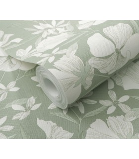 Papier peint Erismann - La Terrasse floral - Vert Sauge - 1051907