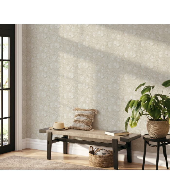 Papier peint Erismann - La Terrasse floral - beige et blanc -1051932