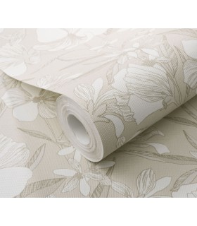 Papier peint Erismann - La Terrasse floral - beige et blanc -1051932
