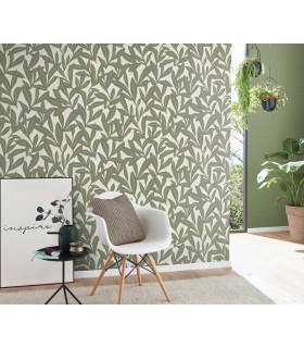Papier peint Erismann - La Terrasse - feuillage vert sauge - 1052107
