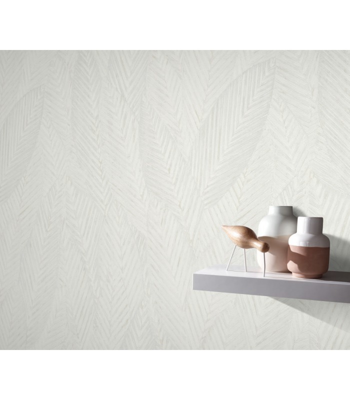 Papier peint Erismann, Collection Martinique - Intissé grainé, Décor : RETREAT BLANC