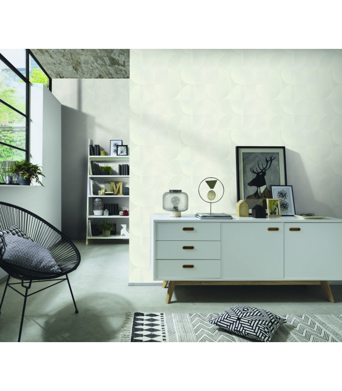 Papier peint Erismann, Collection Martinique - Intissé grainé, Décor : HARMONY BLANC