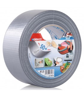Ruban adhésif toilé gris renforcé par gille 50 m x 50 mm GEKO résiste à l'eau