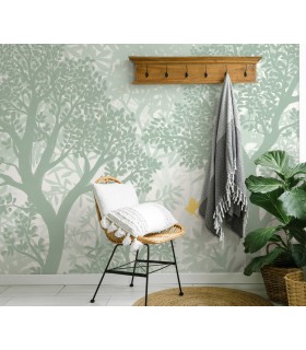 Papier peint Erismann - La Terrasse végétal - Décor végétal vert sauge - 220520101