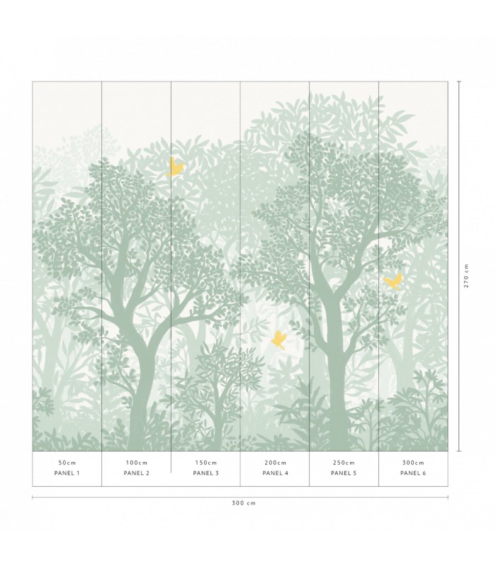 Papier peint Erismann - La Terrasse végétal - Décor végétal vert sauge - 220520101