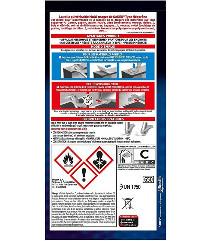 Sader Colle Pulvérisable Néoprène Multi Usages Tous Matériaux – Spéciale Endroits Difficiles