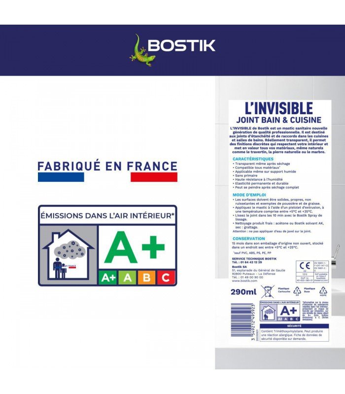 Bostik Silicone L’Invisible 290 ml Transparent