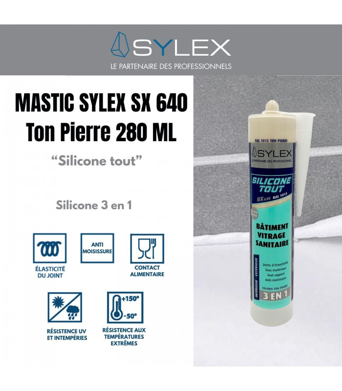 Mastic Sylex SX 640 Silicone 3 en 1 Silicone Tout 280ml