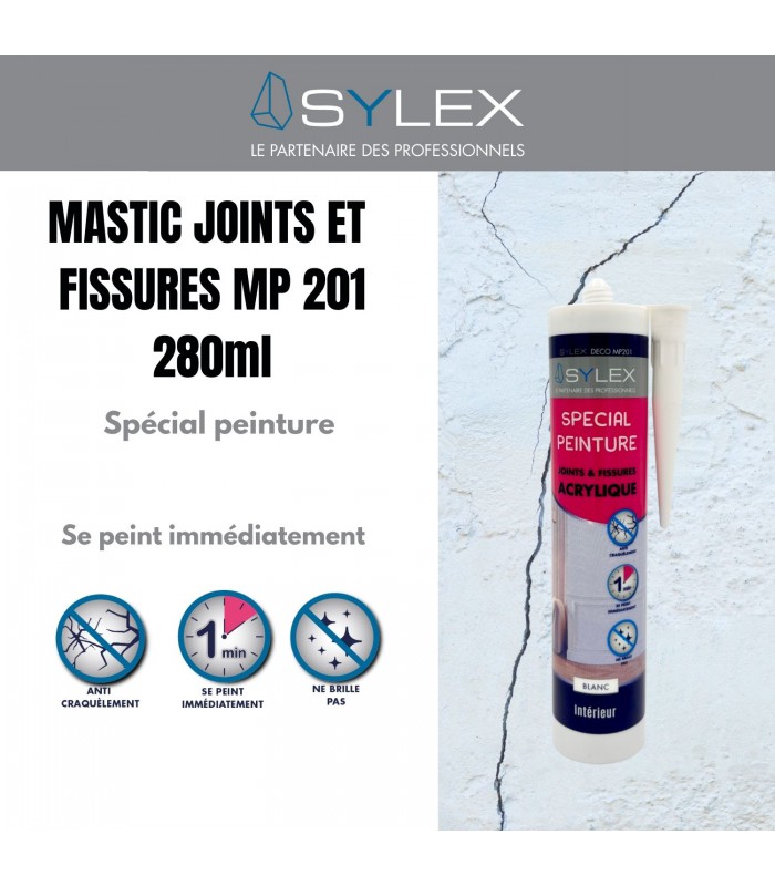 Mastic Joints et Fissures spécial peinture 280ml Sylex DECO MP 201