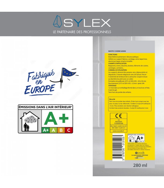 Mastic silicone cuisine et bains Novofix 280 ml