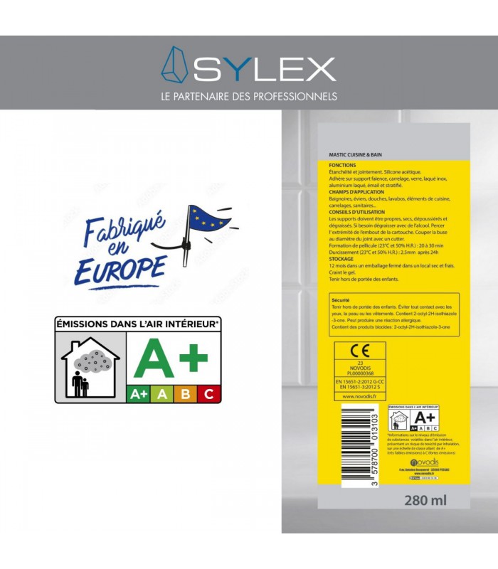 Mastic silicone cuisine et bains Novofix 280 ml