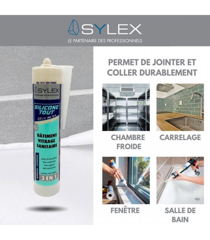 Mastic Sylex SX 640 Silicone 3 en 1 Silicone Tout 280ml