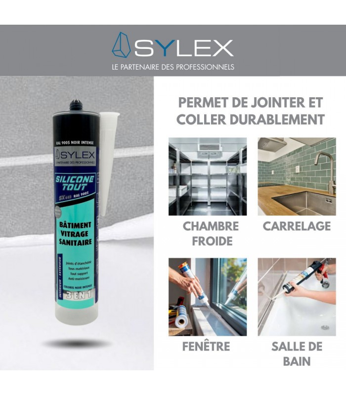Mastic Sylex SX 640 Silicone 3 en 1 - Joint sanitaire 280 ml