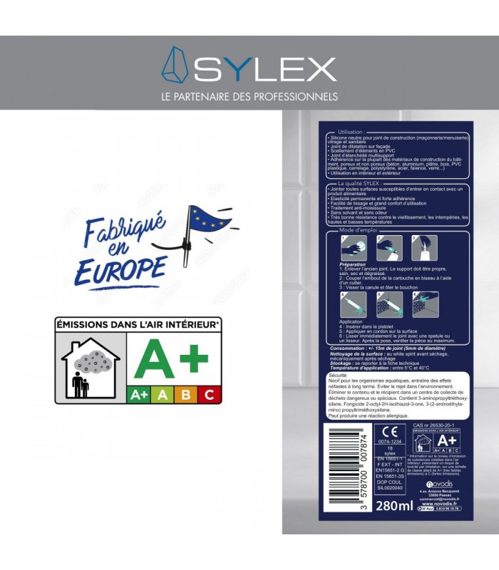 Mastic Sylex SX 640 Silicone 3 en 1 Silicone Tout 280ml