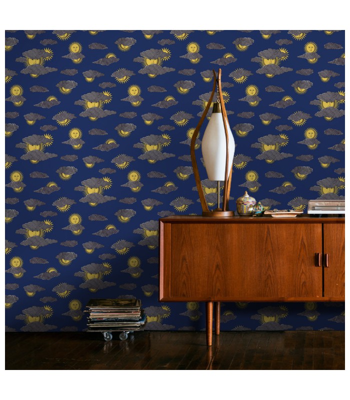 Papier peint SOLI E NUVOLE - Collection FORNASETTI SENZA TEMPO 2 - COLE&SON - REF 123/2006