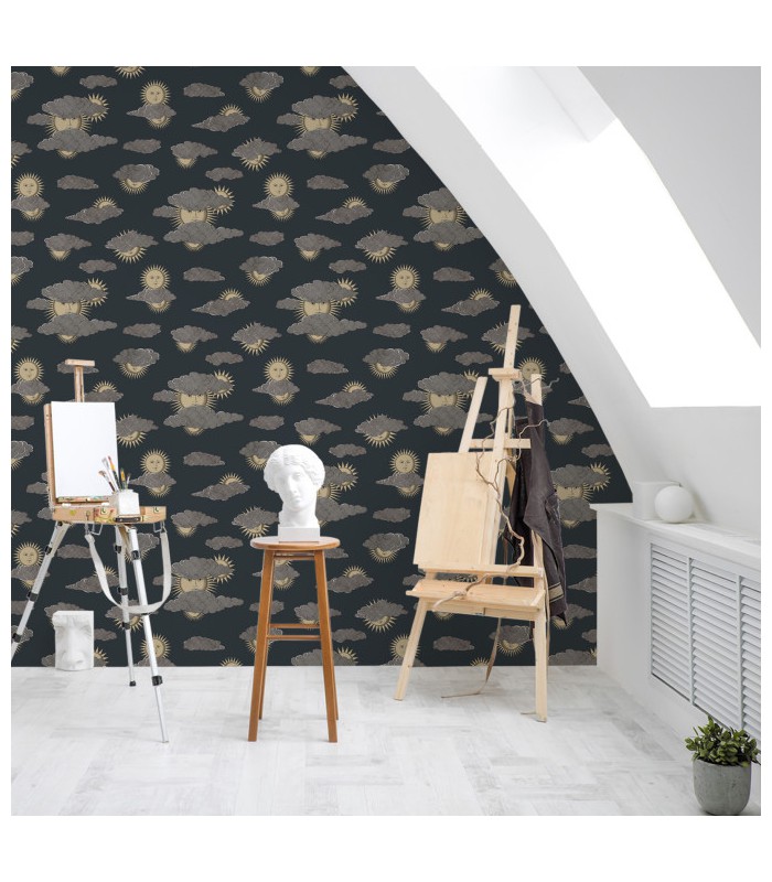 Papier peint SOLI E NUVOLE - Collection FORNASETTI SENZA TEMPO 2 - COLE&SON - REF 123/2008