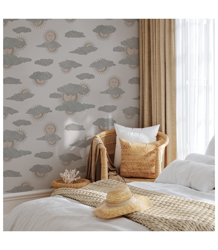 Papier peint SOLI E NUVOLE - Collection FORNASETTI SENZA TEMPO 2 - COLE&SON - REF 123/2009