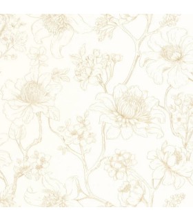 Papier peint Caselio - Silent Garden blanc et or - 10707
