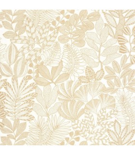 Papier peint Caselio - Golden Jungle blanc et or - 10716