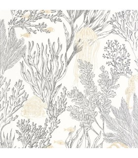 Papier peint Caselio - Deep Abyss blanc noir or - 10719