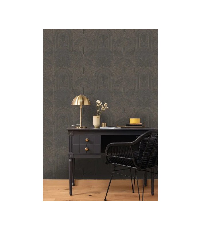 Papier peint Caselio - Delicacy noir et or -10656