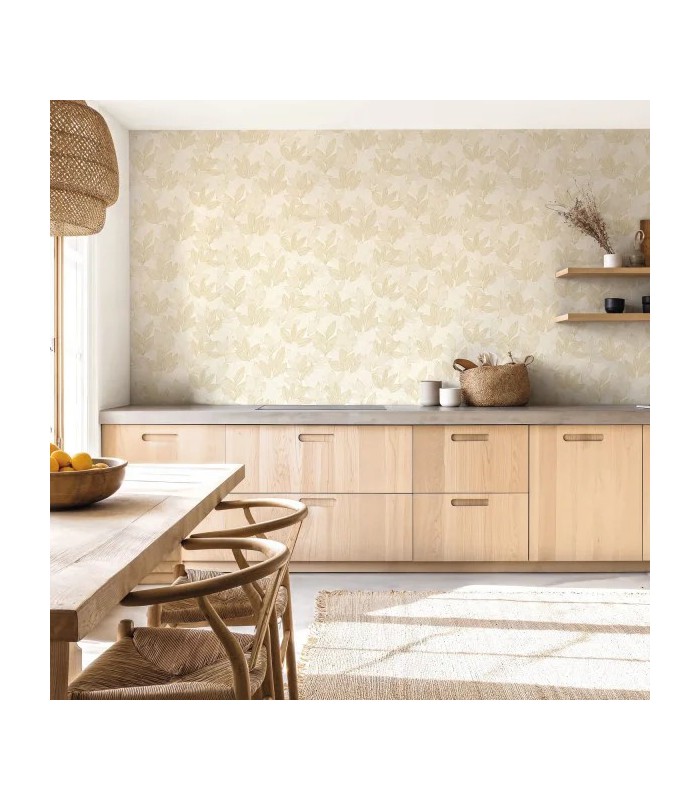 Papier peint Caselio - Little Botanica blanc et or - 10715
