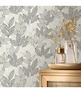 Papier peint Caselio - Little Botanica noir et blanc - 10715