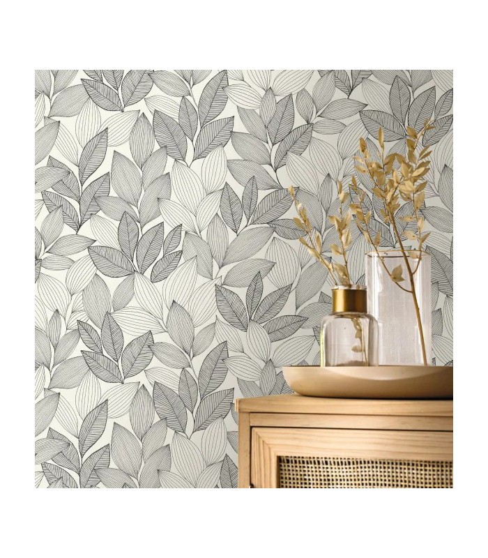 Papier peint Caselio - Little Botanica noir et blanc - 10715