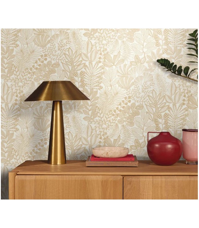Papier peint Caselio - Golden Jungle blanc et or - 10716