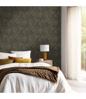 Papier peint Caselio - Golden Jungle noir or - 10716