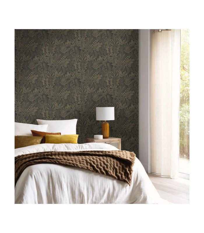 Papier peint Caselio - Golden Jungle noir or - 10716