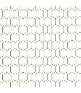 Papier peint Caselio - Hexaline noir blanc or - 10713