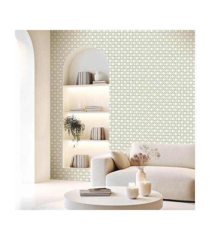 Papier peint Caselio - Hexaline noir blanc or - 10713